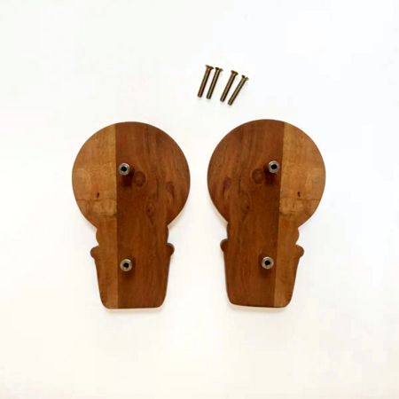 Handcrafted Acacia Wood Lion Cupboard Handles Set